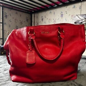 Prada Vibrant Red Leather Tote
